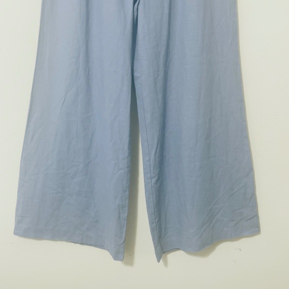 House of Harlow 1960 Wide Leg Linen Blend Pants Size 8 Blue Coastal Boho Casual - Picture 3 of 9